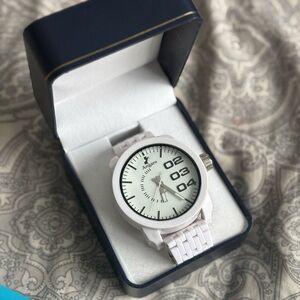 White Men's Casual Angaro Watch - Clean Large Dial